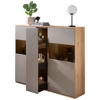 HIGHBOARD Grau, Buchefarben  150/131/40 cm  - Buchefarben/Schwarz, KONVENTIONELL, Glas/Holzwerkstoff (150/131/40cm) - Venda