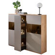 HIGHBOARD Grau, Buchefarben  150/131/40 cm  - Buchefarben/Schwarz, KONVENTIONELL, Glas/Holzwerkstoff (150/131/40cm) - Venda