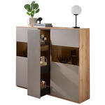 HIGHBOARD Grau, Buchefarben  150/131/40 cm  - Buchefarben/Schwarz, KONVENTIONELL, Glas/Holzwerkstoff (150/131/40cm) - Venda