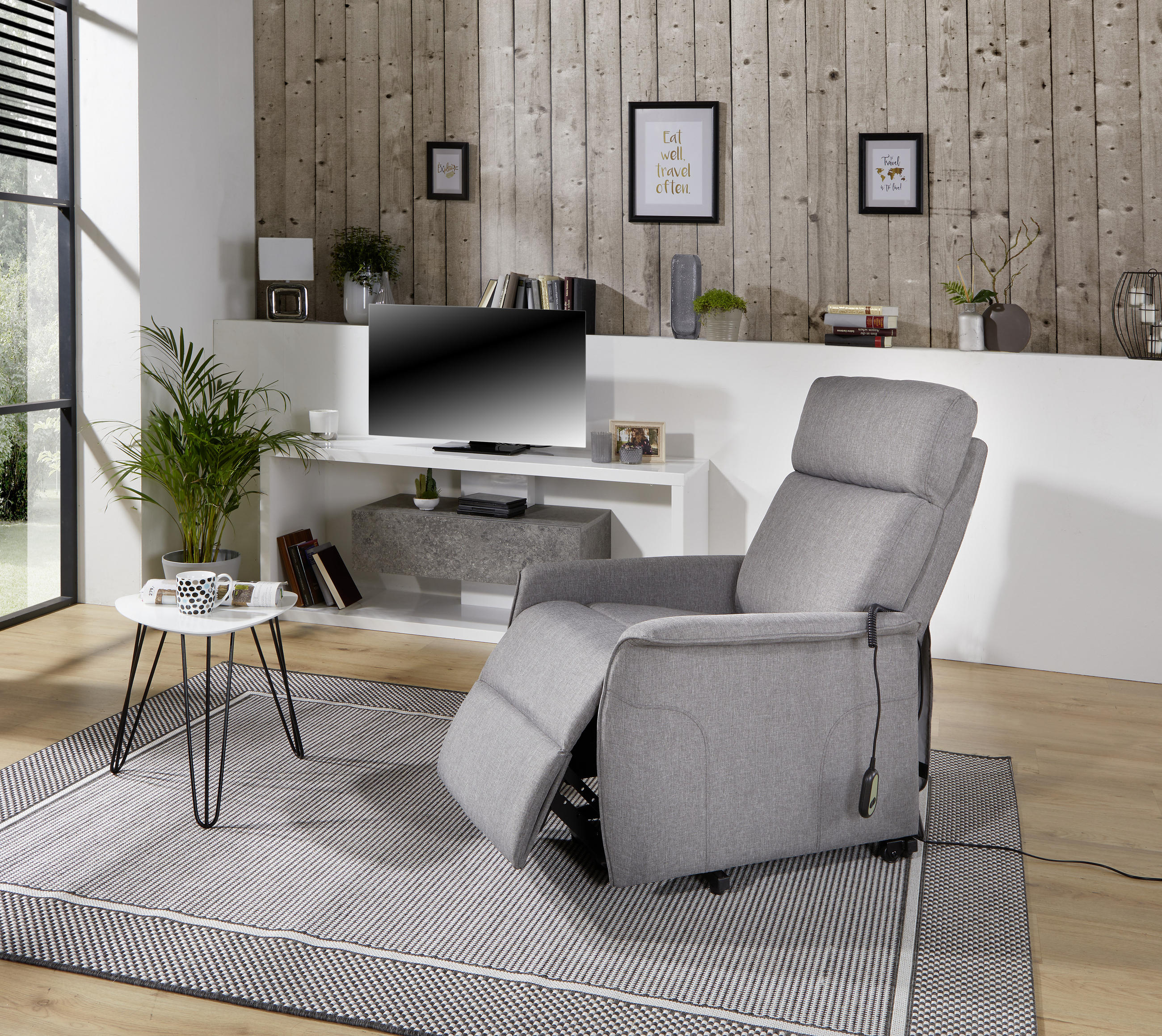 RELAXSESSEL Webstoff    - Grau, KONVENTIONELL, Textil/Metall (66/80-97/90-159,5cm) - MID.YOU
