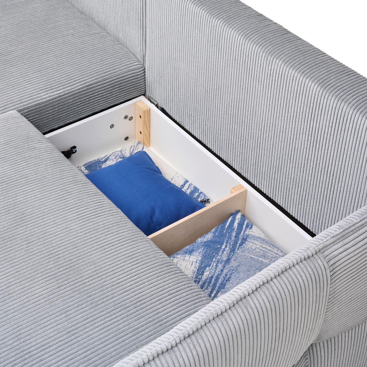 ECKSOFA in Cord Grau  175/254 cm  - Schwarz/Grau, Design, Textil/Metall (175/254cm) - Stylife