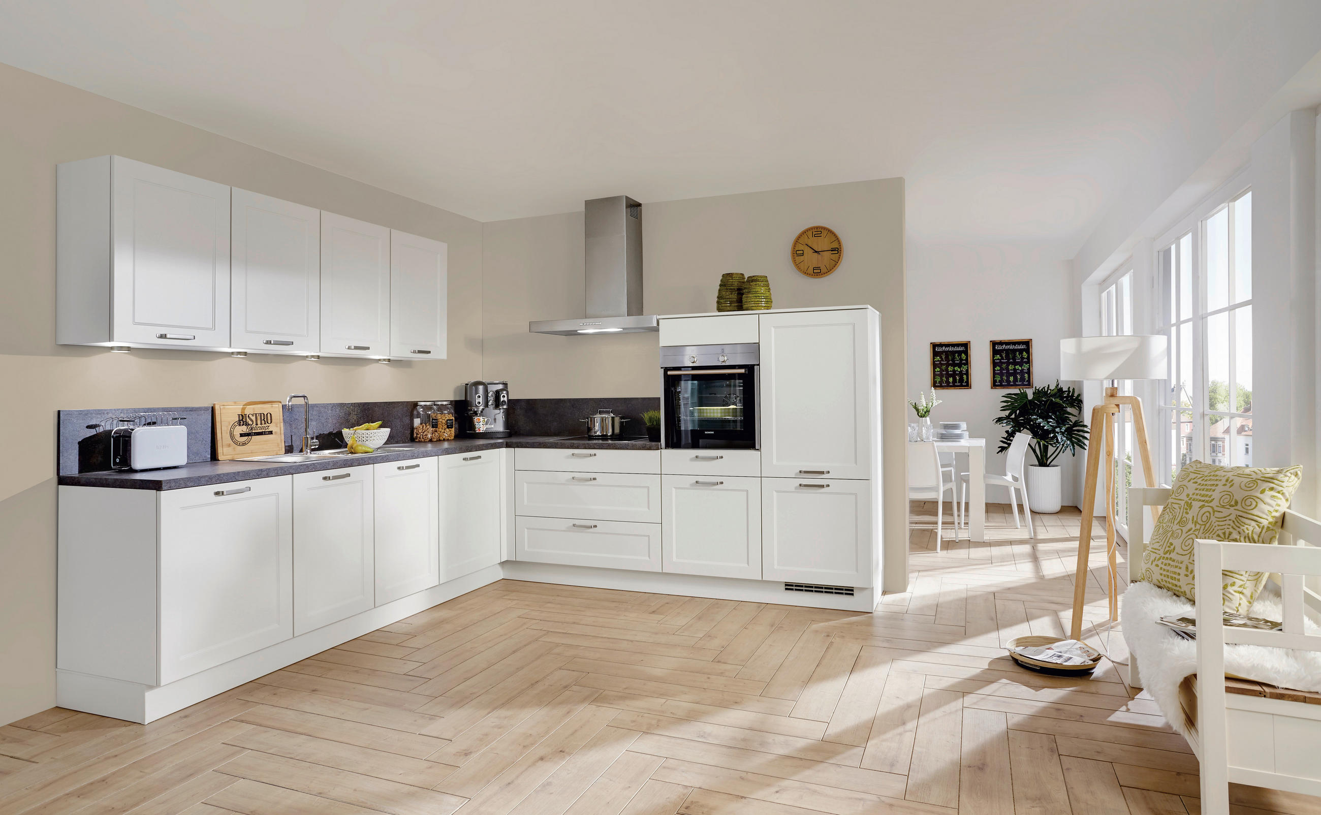 EINBAUKÜCHE CASPER  - Weiß, ROMANTIK / LANDHAUS, Holzwerkstoff - Celina