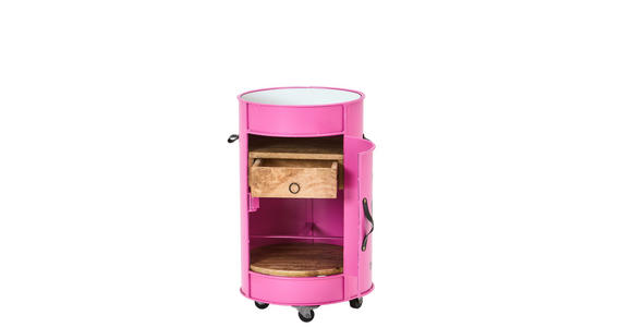 SCHMINKTISCH Mangoholz massiv Pink  - Pink/Naturfarben, Design, Leder/Glas (40/40/70cm) - Landscape