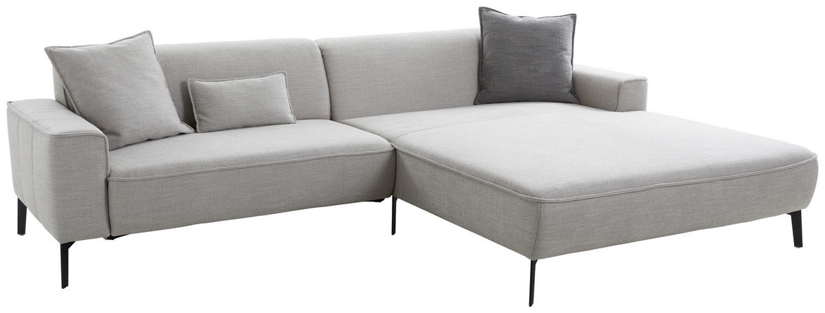 ECKSOFA in Flachgewebe Grau  - Schwarz/Grau, Design, Textil/Metall (285/190cm) - Johann Jakob