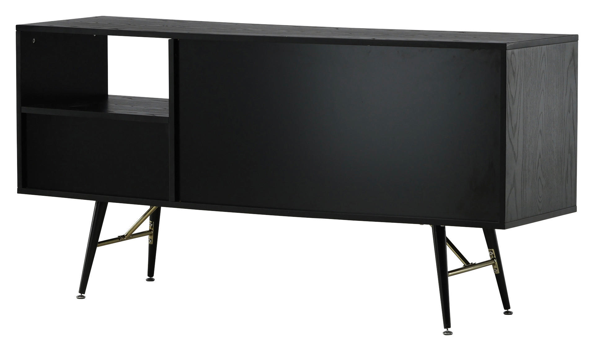 Thumbnail - Livetastic Lowboard, Schwarz, Metall, Holzwerkstoff, furniert, 160x80x46 cm, handgemacht, Wohnzimmer, Wohnwände, Lowboar...