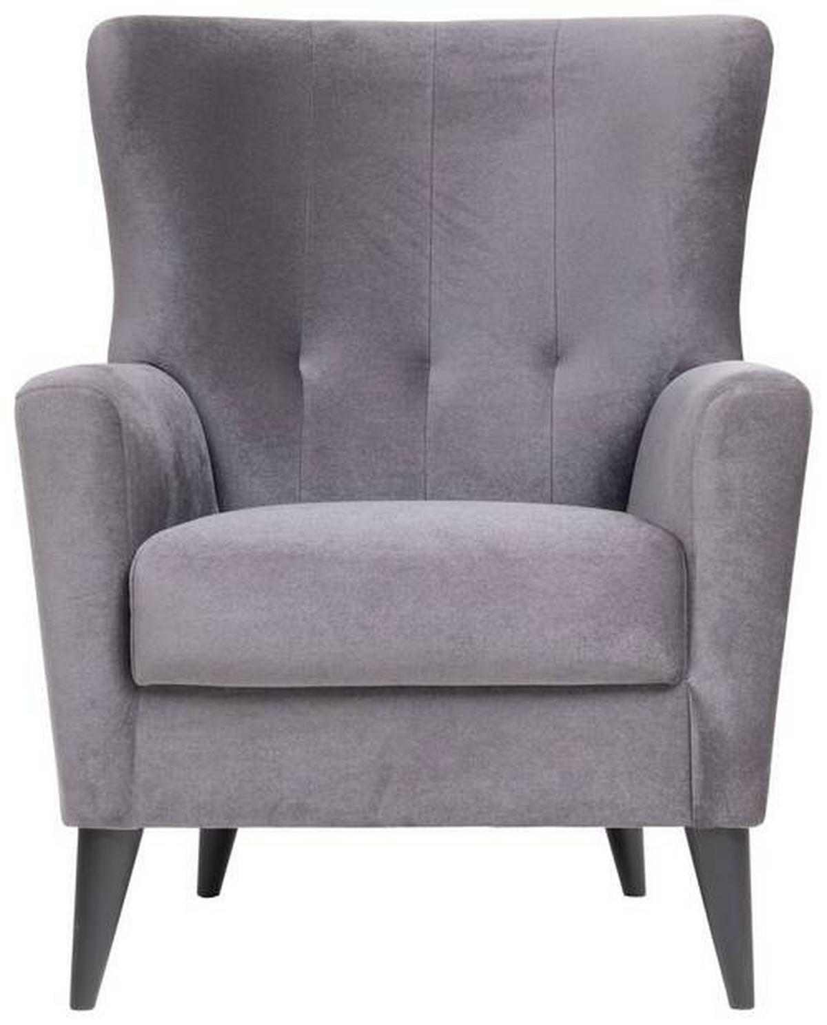 OHRENSESSEL Velours Grau    - Schwarz/Grau, KONVENTIONELL, Kunststoff/Textil (72/96/77cm) - Livetastic