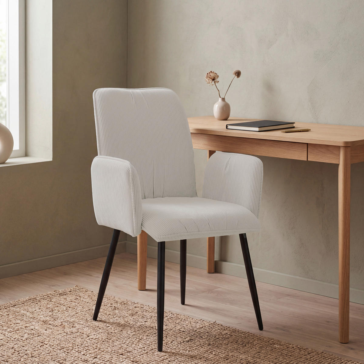 NASLANJAČ, kovina, tekstil črna, bež  - črna/bež, Design, kovina/tekstil (58/90/62cm) - Stylife