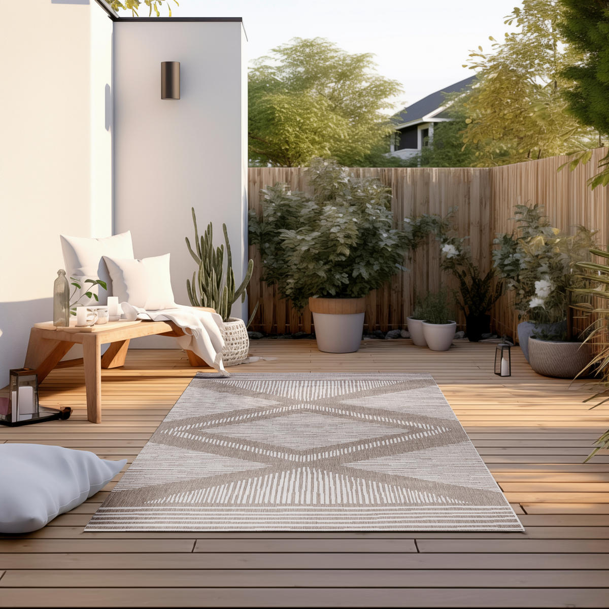 OUTDOORTEPPICH 120/170 cm Gemini Weiß, Cappuccino  - Weiß/Cappuccino, Design, Kunststoff (120/170cm)