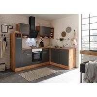 ECKKÜCHE  in Grau, Wildeiche  - Wildeiche/Grau, Basics, Holzwerkstoff/Metall - Respekta