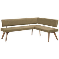 ECKBANK in Holz, Textil Olivgrün, Wildeiche  - Wildeiche/Eichefarben, Design, Holz/Textil (220/200cm) - Venda