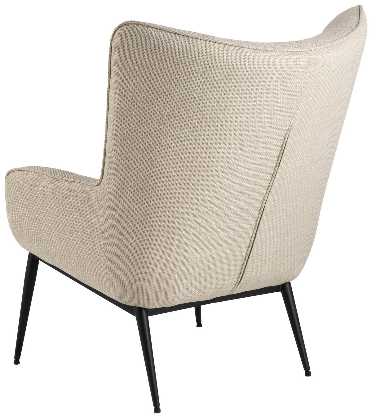OHRENSESSEL in Flachgewebe Beige  - Beige/Schwarz, Design, Textil/Metall (76,5/99/89,5cm) - MID.YOU