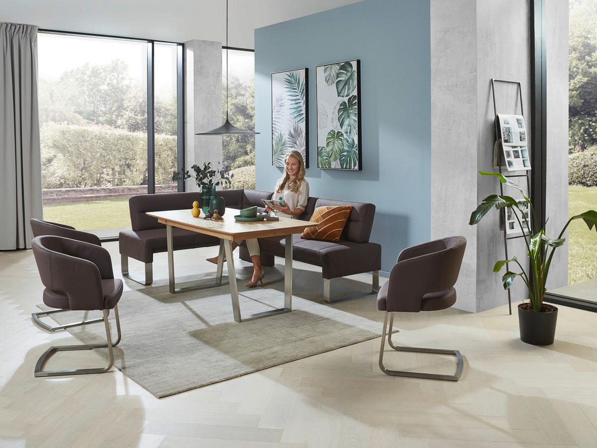 ESSTISCH in Holz, Metall 160/90/76 cm  - Edelstahlfarben/Eichefarben, Konventionell, Holz/Metall (160/90/76cm) - Dieter Knoll