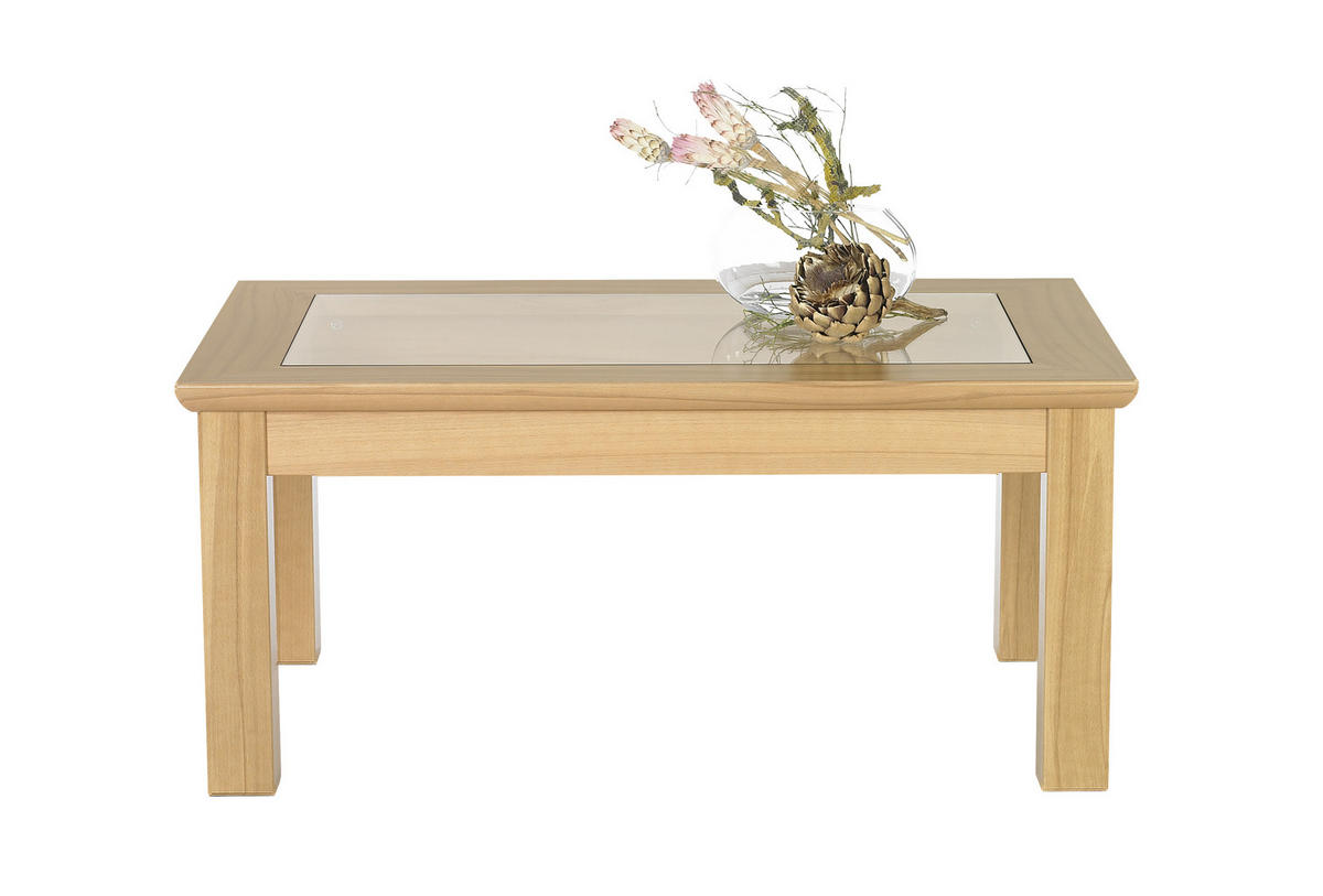 COUCHTISCH in Holz, Glas 100/65/45 cm  - Buchefarben, KONVENTIONELL, Glas/Holz (100/65/45cm) - Invivus