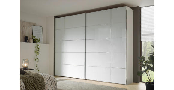 SCHWEBETÜRENSCHRANK 298/240/68 cm 2-türig Weiß  - Chromfarben/Weiß, KONVENTIONELL, Glas/Holzwerkstoff (298/240/68cm) - Dieter Knoll