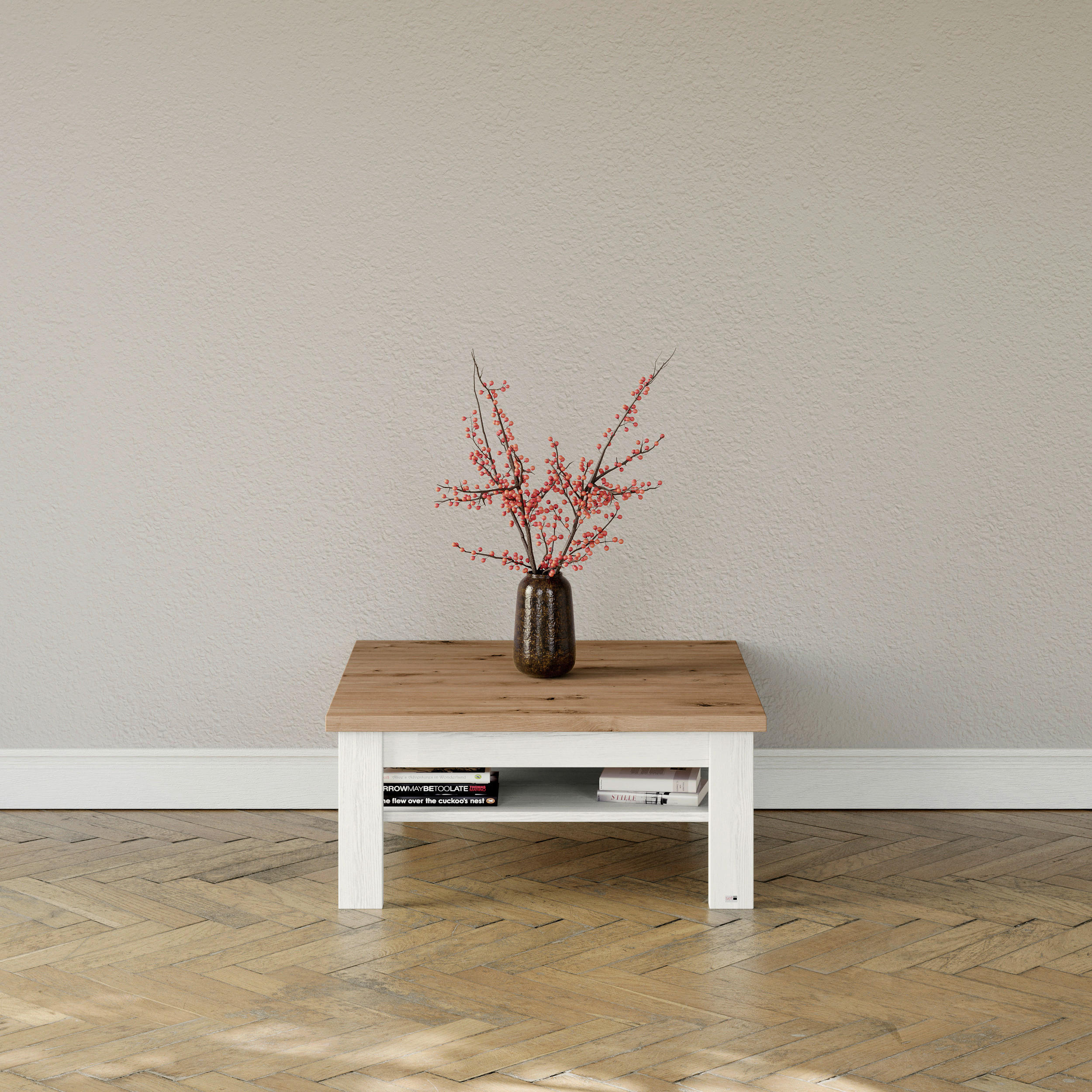 COUCHTISCH 90/90/40 cm rechteckig Weiß, Eiche Artisan  - Weiß/Eiche Artisan, Design, Holzwerkstoff (90/90/40cm) - SetOne by Musterring