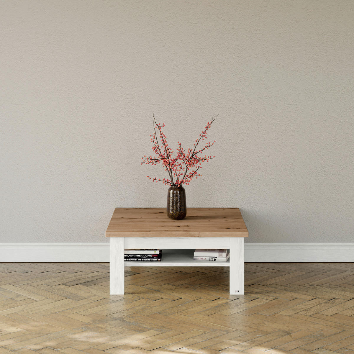 COUCHTISCH 90/90/40 cm rechteckig Weiß, Eiche Artisan  - Weiß/Eiche Artisan, Design, Holzwerkstoff (90/90/40cm) - SetOne by Musterring