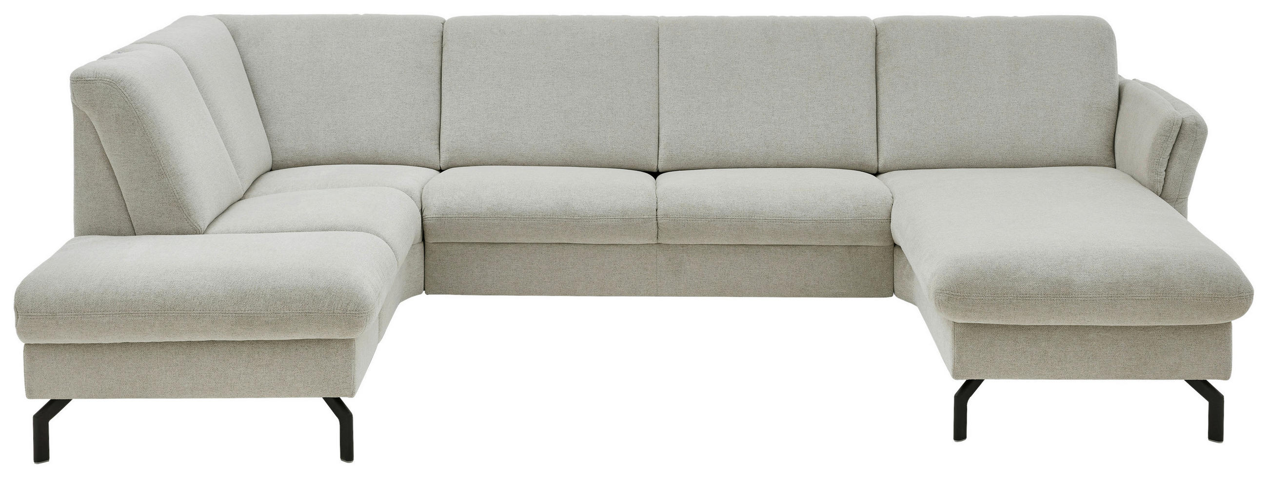 WOHNLANDSCHAFT Flachgewebe Ecru  - Ecru/Schwarz, Konventionell, Textil/Metall (190/307/170cm) - Beldomo Comfort