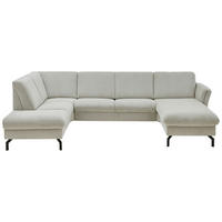 WOHNLANDSCHAFT Flachgewebe Ecru  - Ecru/Schwarz, Konventionell, Textil/Metall (190/307/170cm) - Beldomo Comfort