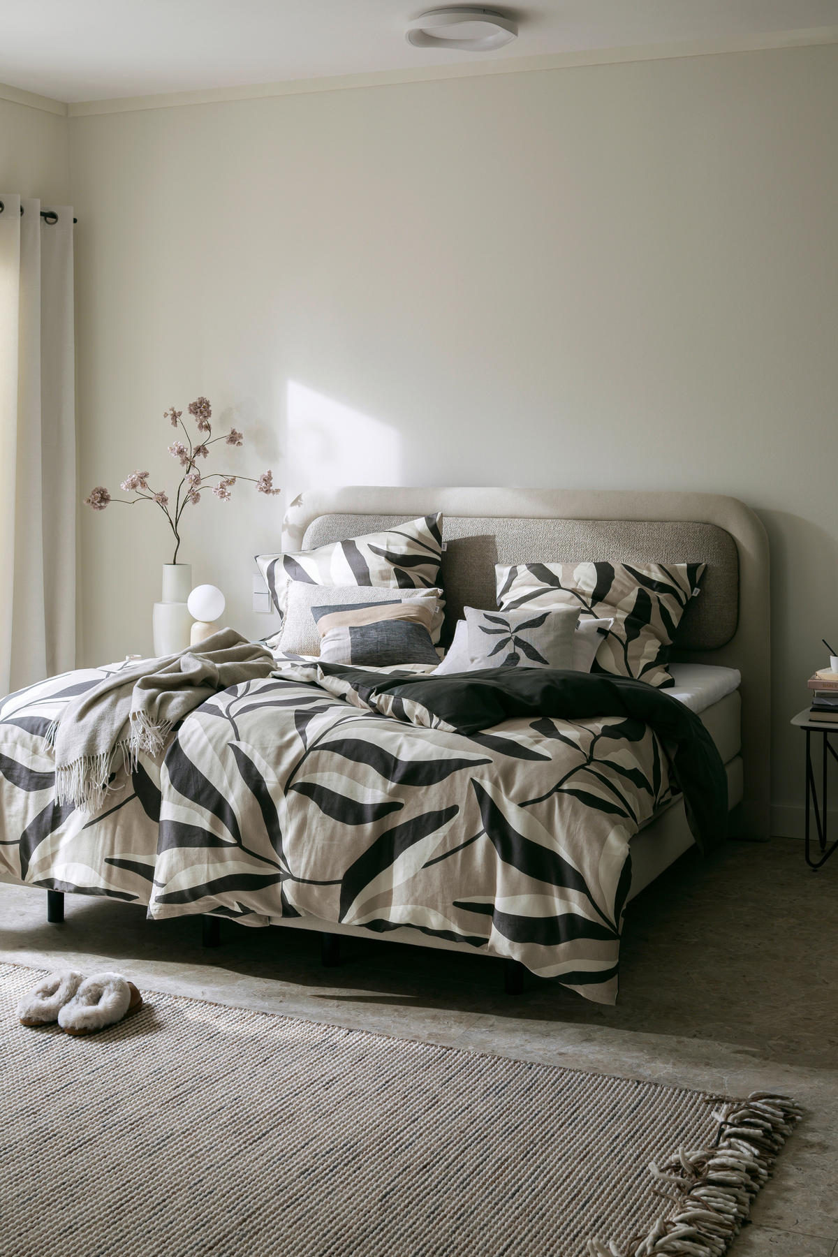BETTWÄSCHESET 2-teilig Schöner Wohnen - Pianta anthrazit Satin 160/210 cm  - Anthrazit/Beige, Basics, Textil (160/210cm) - Schöner Wohnen