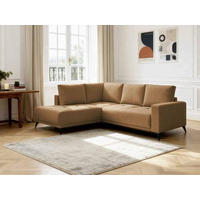 ECKSOFA RAFAEL Rostfarben Struktur Rückenkissen, Bettkasten  - Rostfarben/Schwarz, Design, Textil/Metall (218/269cm) - P & B