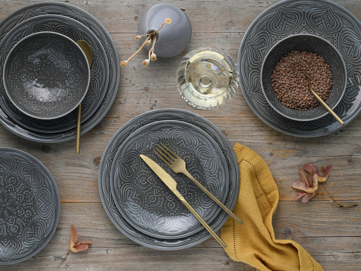 SERVIS 18 delar  - grå, Basics, keramik (66/28,5/28cm) - Creatable