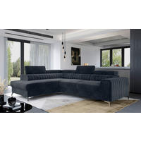 ECKSOFA Dunkelgrau Plüsch  - Dunkelgrau/Silberfarben, Design, Textil/Metall (205/278cm) - MID.YOU