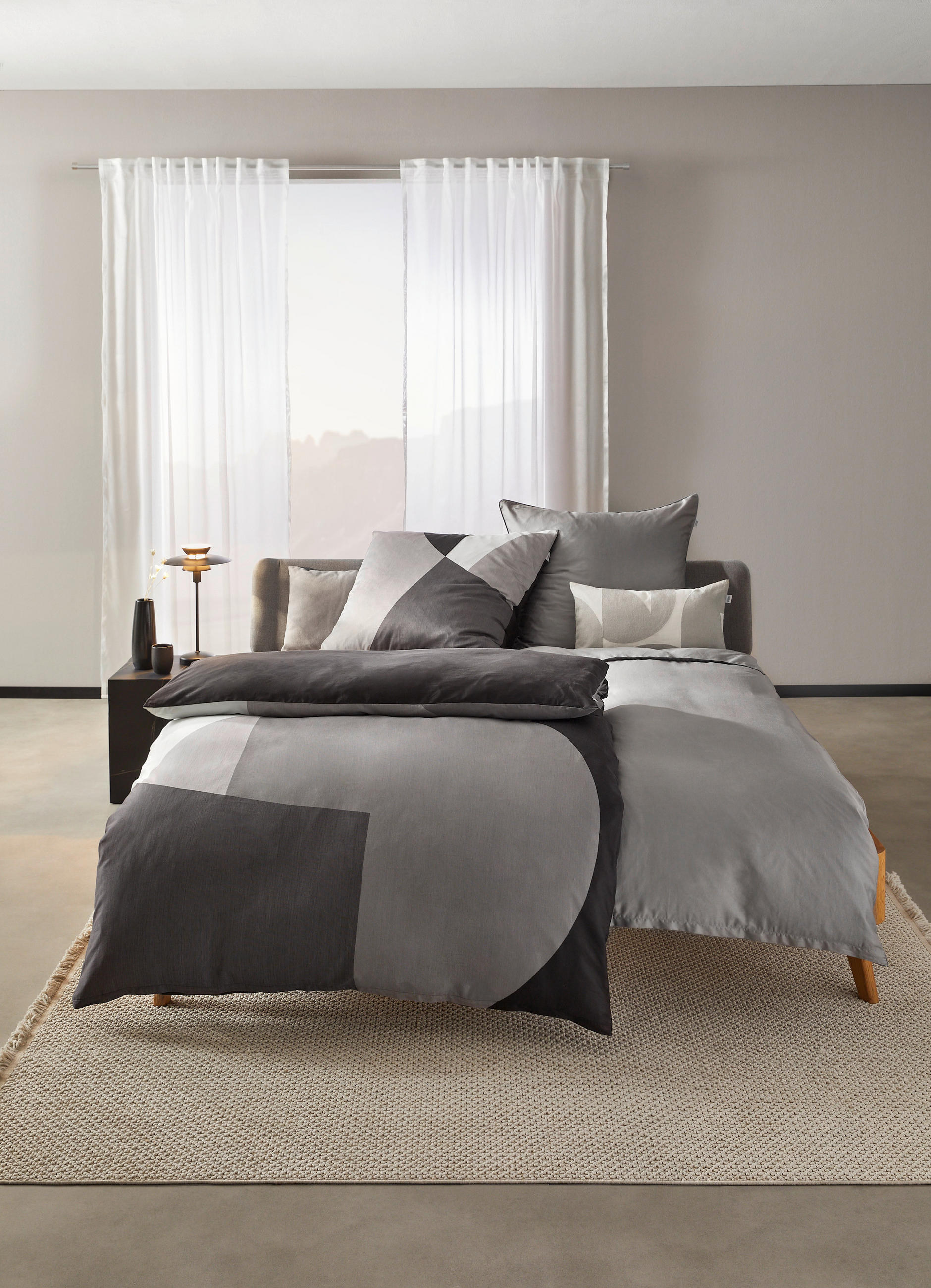 WENDEBETTWÄSCHE SW-Bold Satin 155/220 cm - Dunkelgrau/Anthrazit, Design, Textil (155/220cm) - Schöner Wohnen