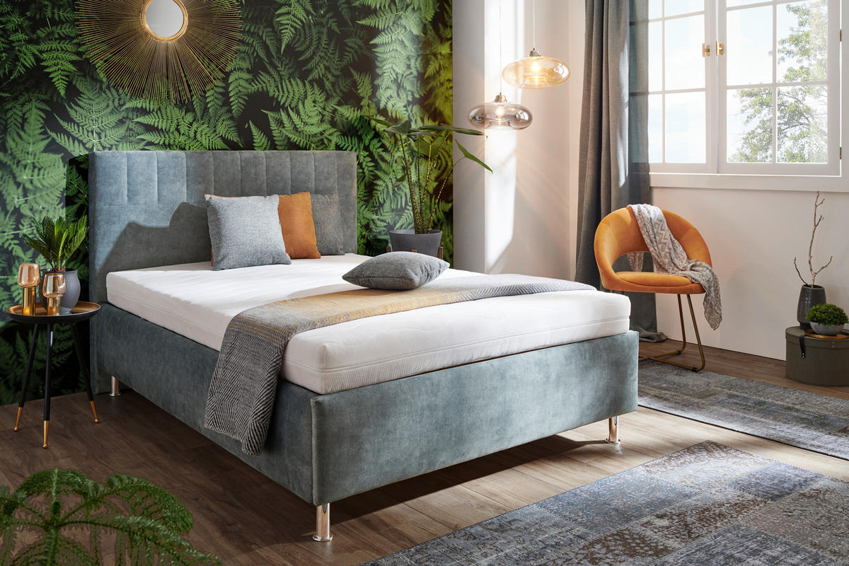 POLSTERBETT Grün 140/200 cm  - Chromfarben/Grün, KONVENTIONELL, Holzwerkstoff/Kunststoff (140/200cm) - Ti'me