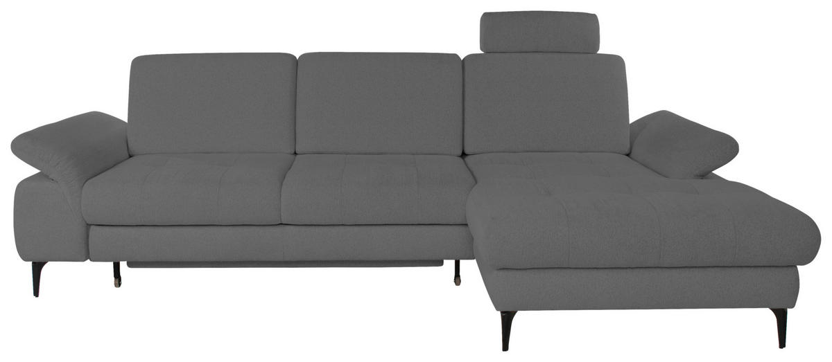 ECKSOFA ALMA in Chenille Dunkelgrau  285/191 cm  - Dunkelgrau/Schwarz, Design, Textil/Metall (285/191cm) - Livetastic