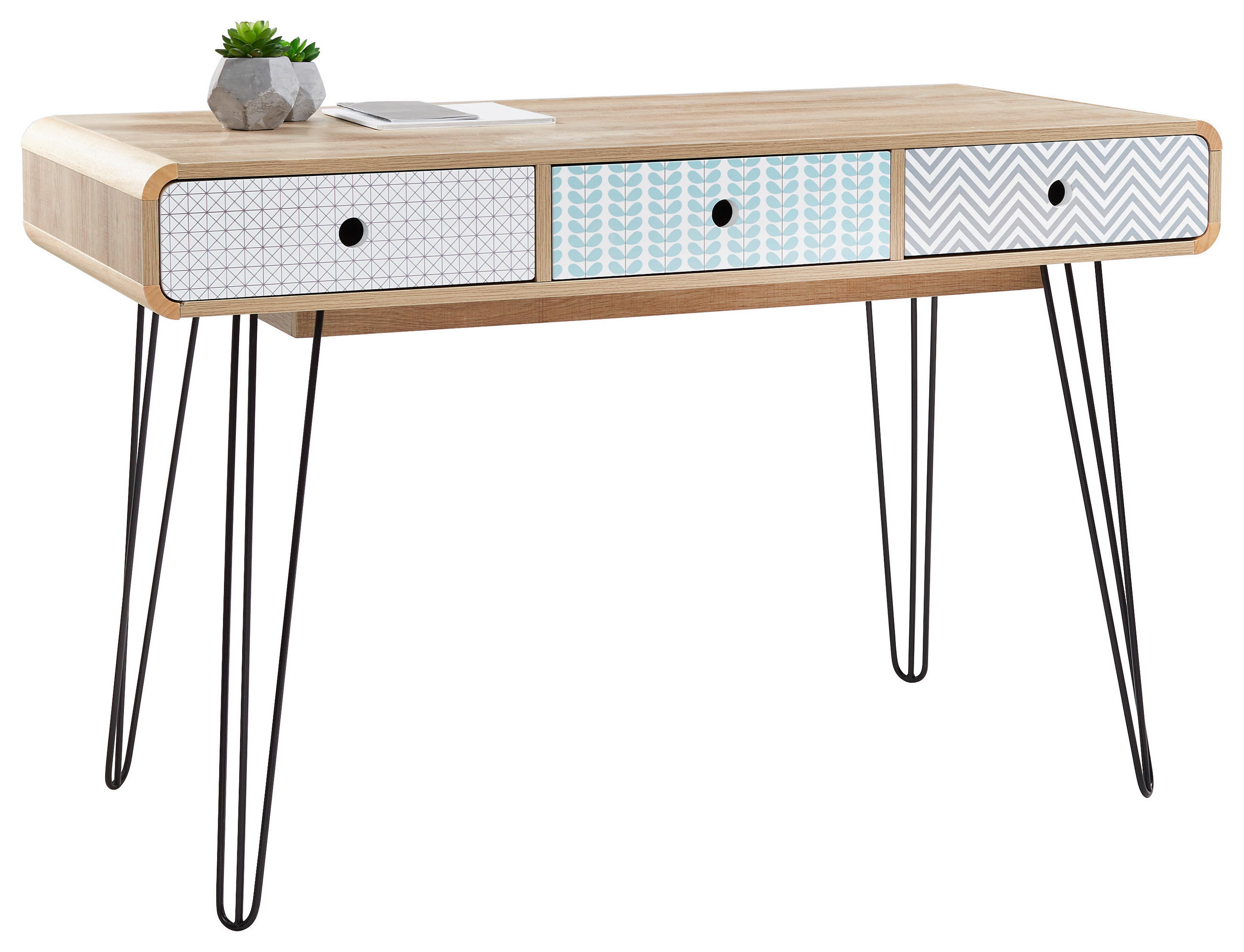 PISAĆI STOL  siva, crna, bijela, boje hrasta, svijetlo zelena  metal, drvni materijal  - svijetlo zelena/bijela, Design, drvni materijal/metal (55/120/76cm) - Carryhome