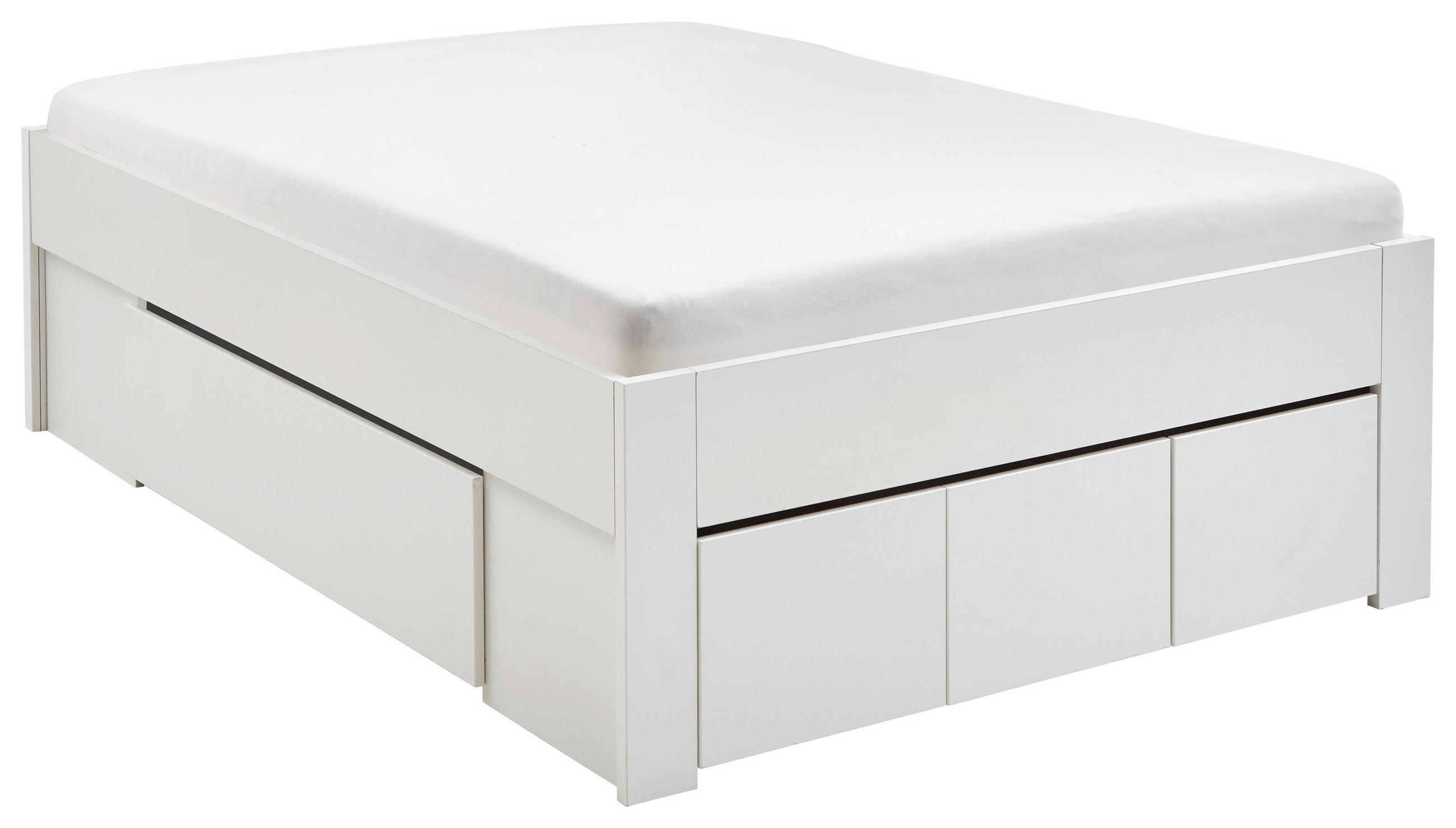 PAT CU SPAȚIU DE DEPOZITARE 140/200 cm  in alb   - alb, Konventionell, material pe bază de lemn (140/200cm) - Carryhome