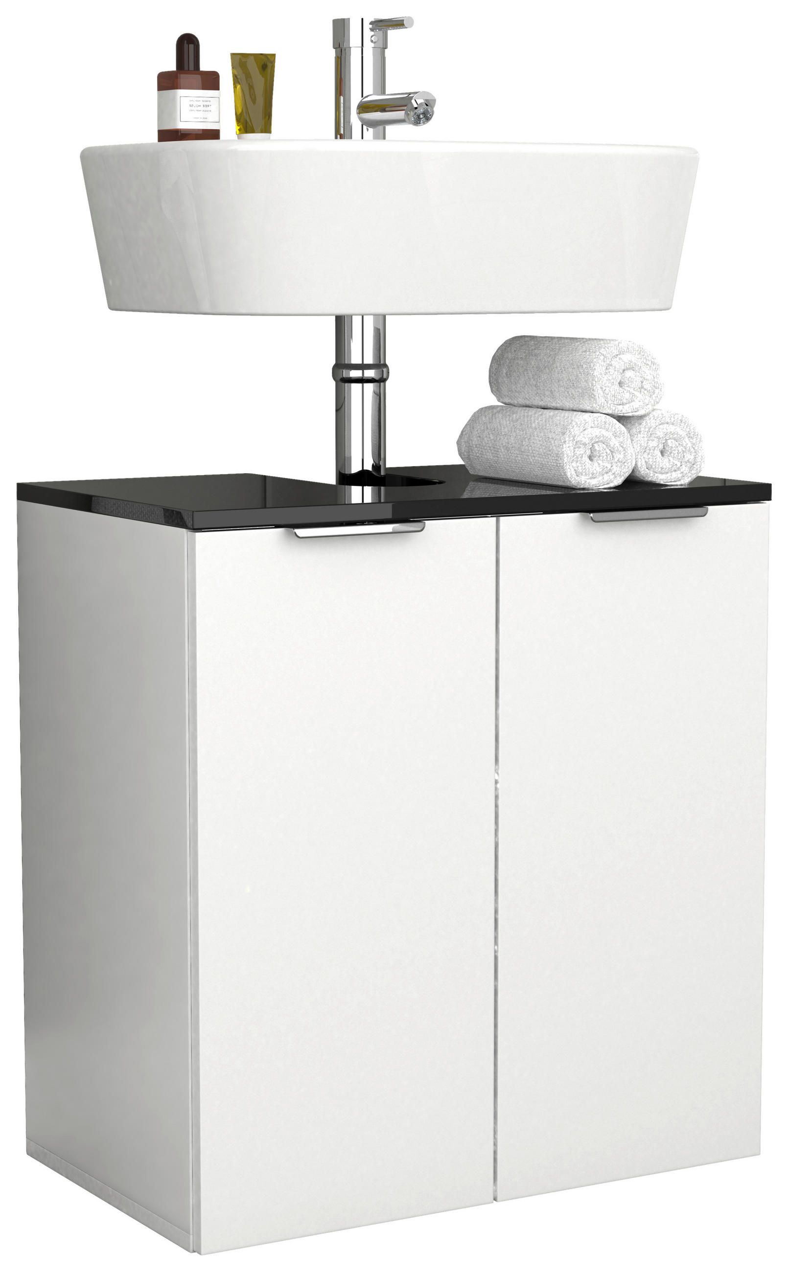 Waschbeckenunterschrank Donali Schwarz, Weiß B: 56 cm