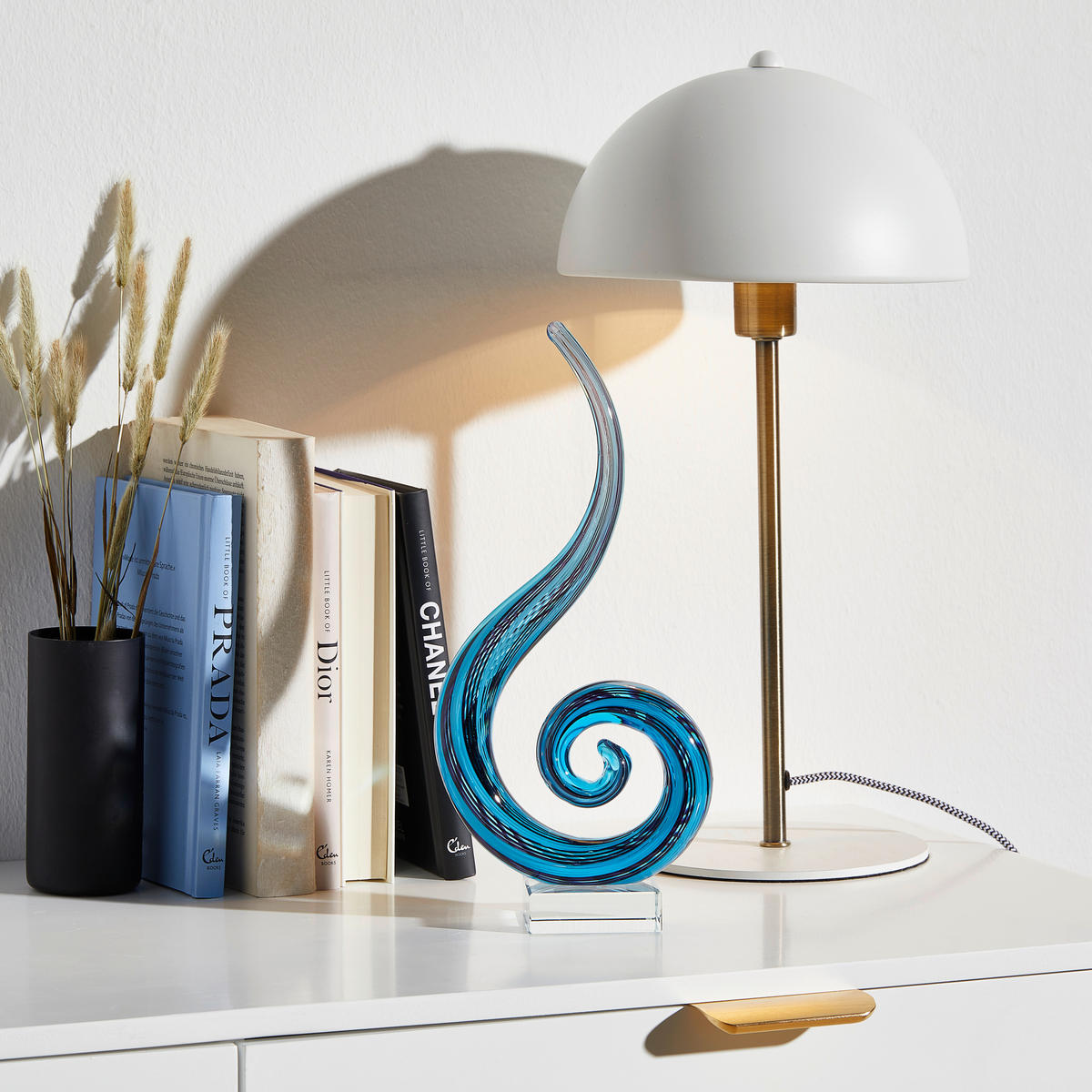 SKULPTUR - Blau/Schwarz, KONVENTIONELL, Glas (12,5/27/6cm) - Ambia Home