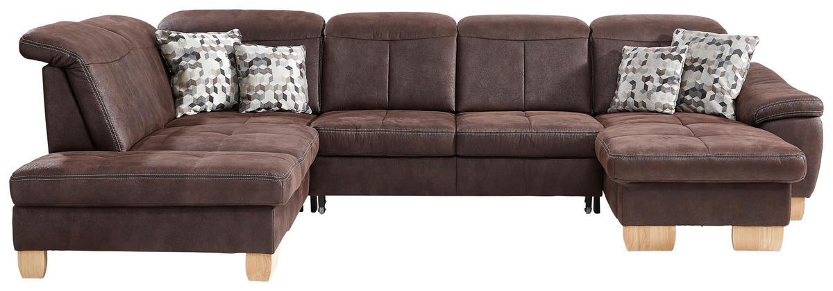 SEDACIA SÚPRAVA, textil, mokka - divoký dub/mokka, Natur, textil (243/343/185cm) - Beldomo Comfort