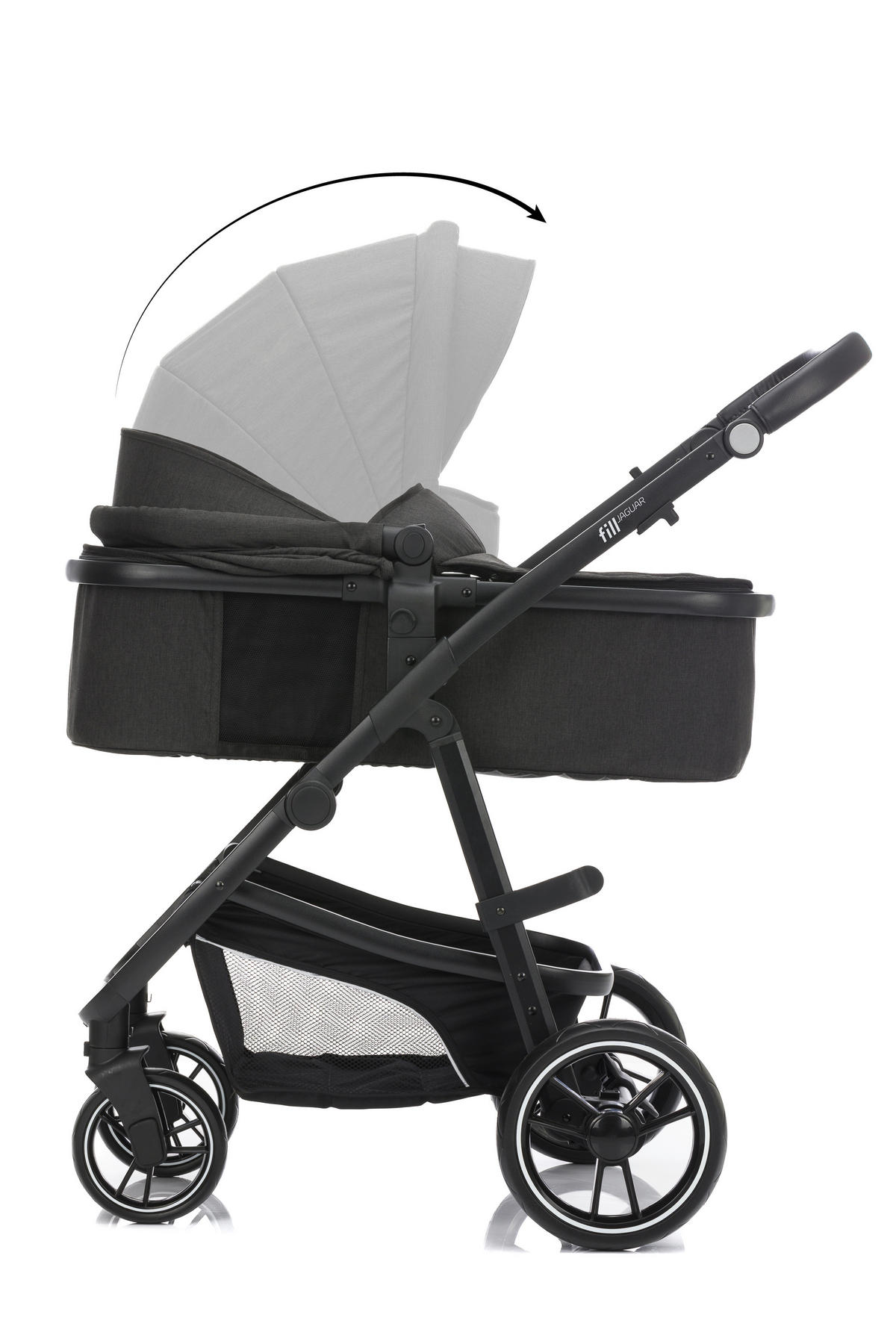 KINDERWAGENSET  JAGUAR  Darkgrey Melange  - Dunkelgrau/Schwarz, Basics, Textil/Metall - Fillikid