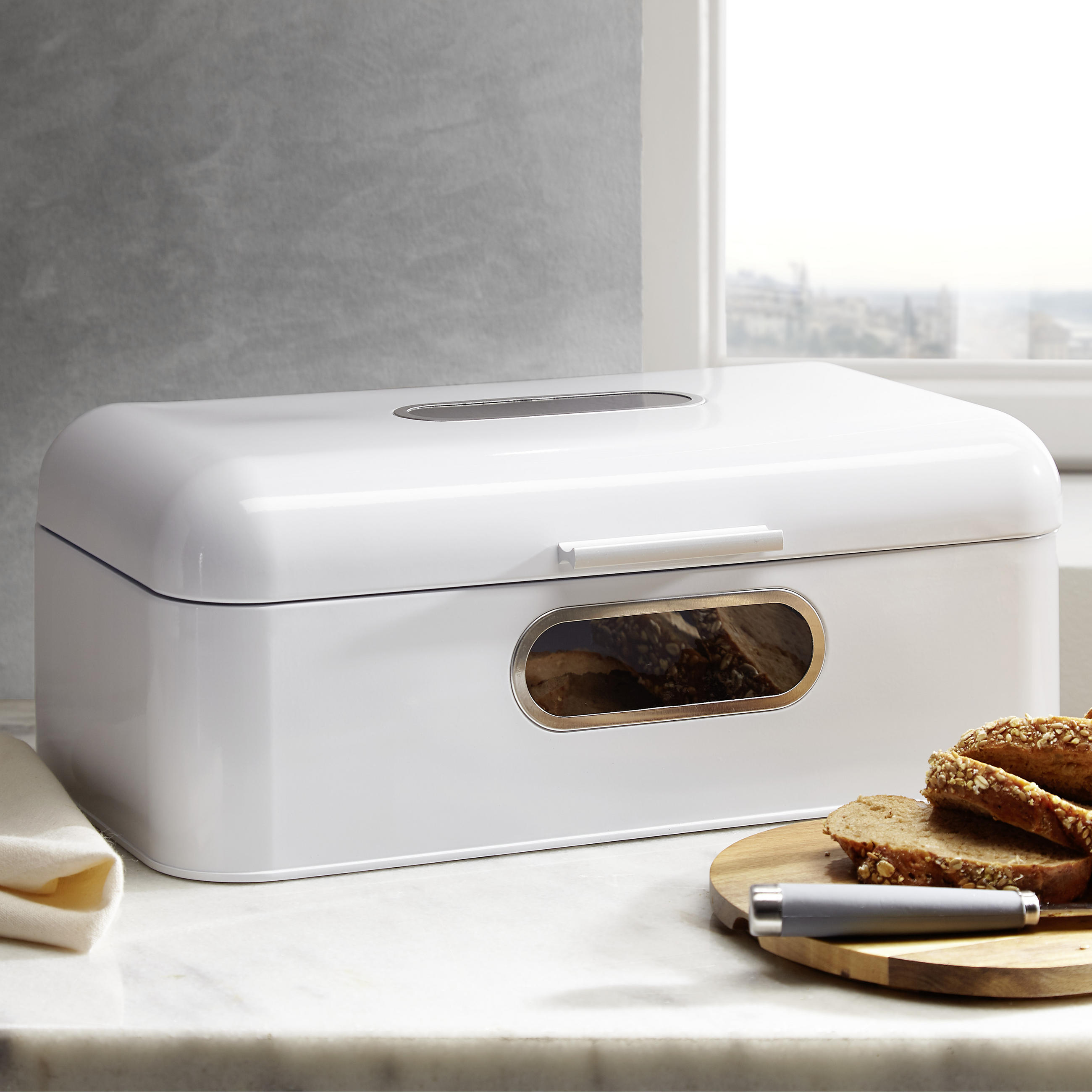 BROTKASTEN - Weiß, Trend, Metall (42,5/23,8/17cm) - Echtwerk