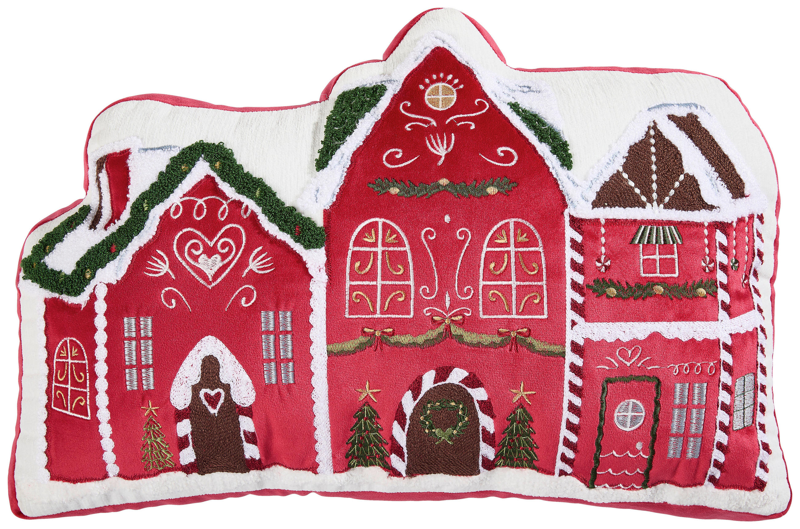 ZIERKISSEN CANDYLAND 33/48 cm  - Waldgrün/Weiß Hochglanz, KONVENTIONELL, Textil (33/48cm) - X-Mas