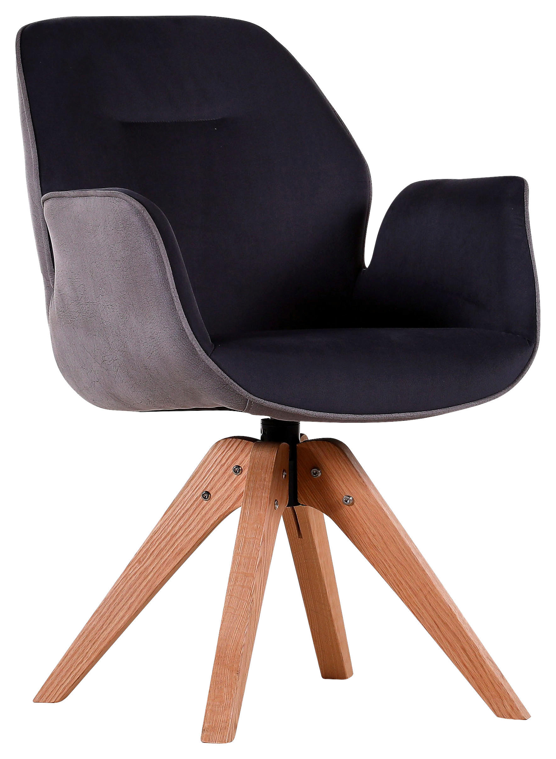 SESSEL Flachgewebe Hellgrau, Dunkelgrau    - Eichefarben/Dunkelgrau, MODERN, Holz/Textil (59/87/63cm) - Livetastic