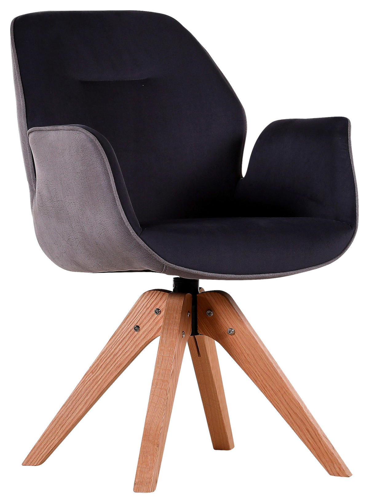 SESSEL Flachgewebe Hellgrau, Dunkelgrau    - Eichefarben/Dunkelgrau, MODERN, Holz/Textil (59/87/63cm) - Livetastic