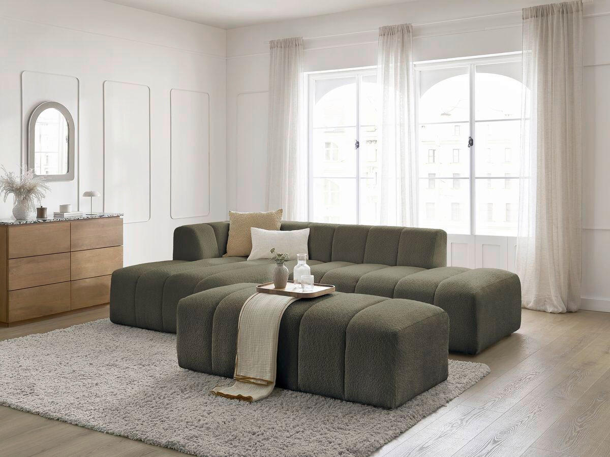ECKSOFA  ANNECY Grün Bouclé  - Schwarz/Grün, MODERN, Kunststoff/Textil (170/262cm)
