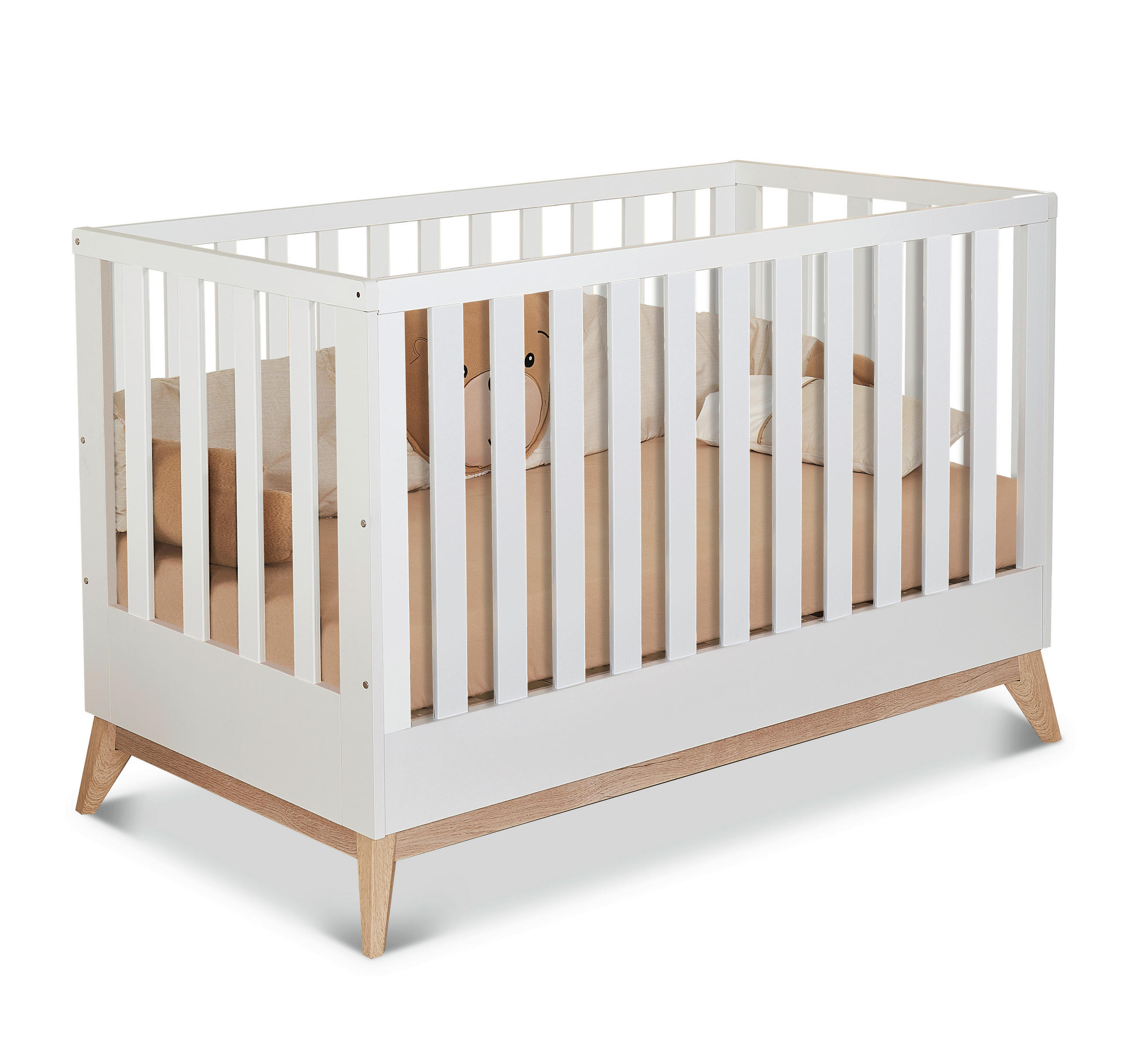 GITTERBETT VIGGO  144/76/94 cm   - Eichefarben/Weiß, Basics, Holzwerkstoff (144/76/94cm) - Jimmylee