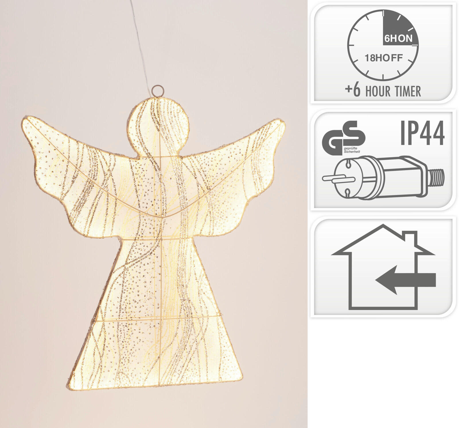 FÜGGŐDÍSZ - aranyszínű, Basics, műanyag (48cm)