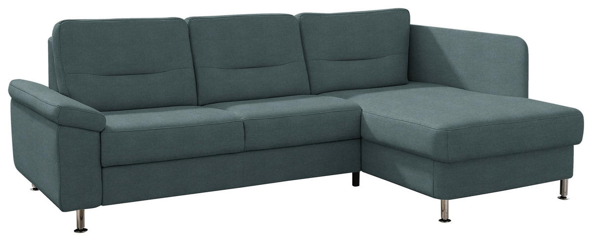 ECKSOFA Flachgewebe Dunkelgrau  - Dunkelgrau/Alufarben, Konventionell, Textil/Metall (244/160cm) - Beldomo Comfort