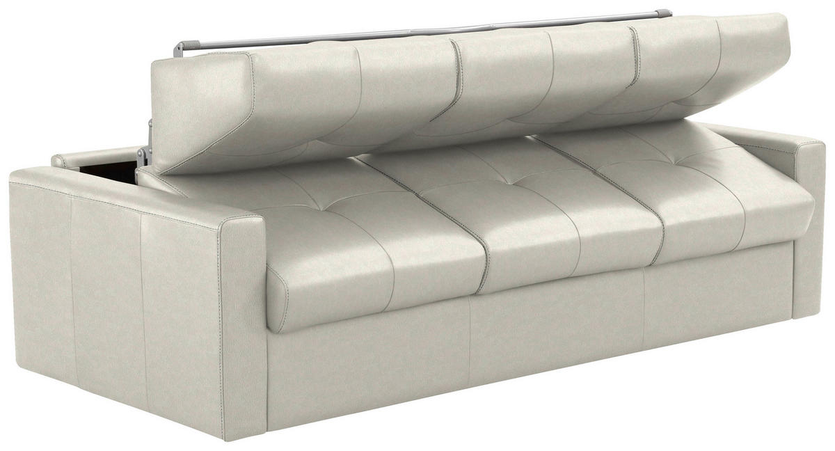 SCHLAFSOFA Bard in Echtleder Weiß  - Schwarz/Weiß, KONVENTIONELL, Leder/Kunststoff (206/81/96cm) - Novel