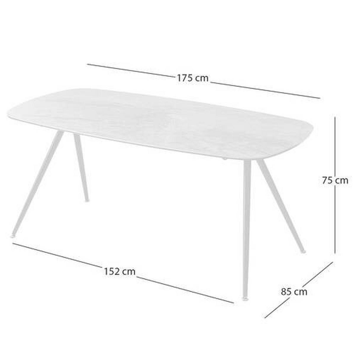 MATBORD i metall, glas, keramik 175/85/75 cm   - svart/grå, Modern, metall/glas (175/85/75cm) - Novel