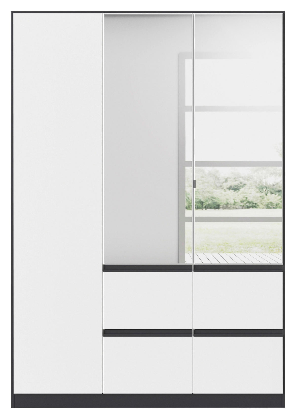 KLEIDERSCHRANK 3-türig Grau, Weiß  - Weiß/Grau, Trend, Glas/Holzwerkstoff (136/197/54cm) - Xora