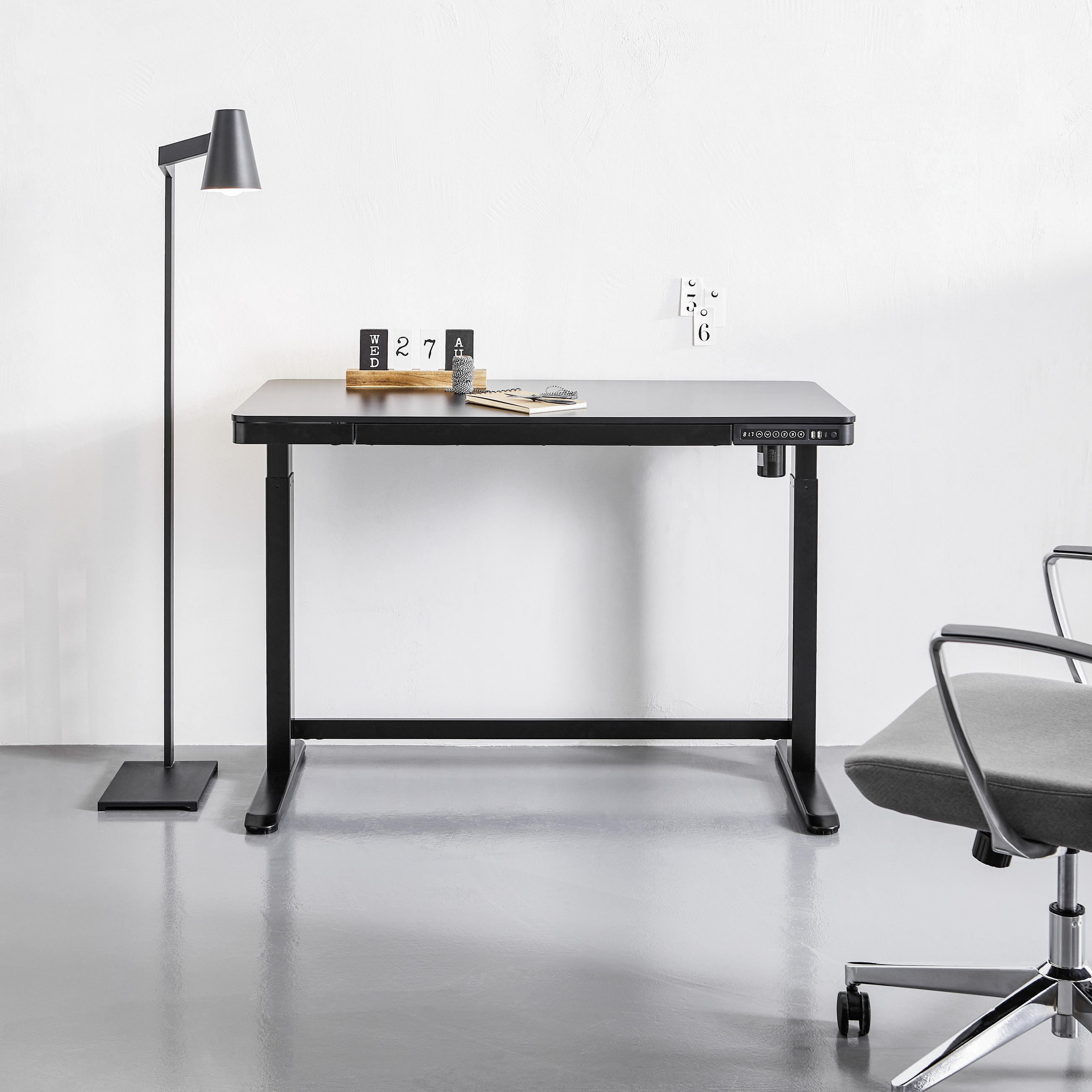 SCHREIBTISCH höhenverstellbar, Stauraum, Memoryschalter - Schwarz, MODERN, Holzwerkstoff/Metall (120/60/72cm) - Livetastic