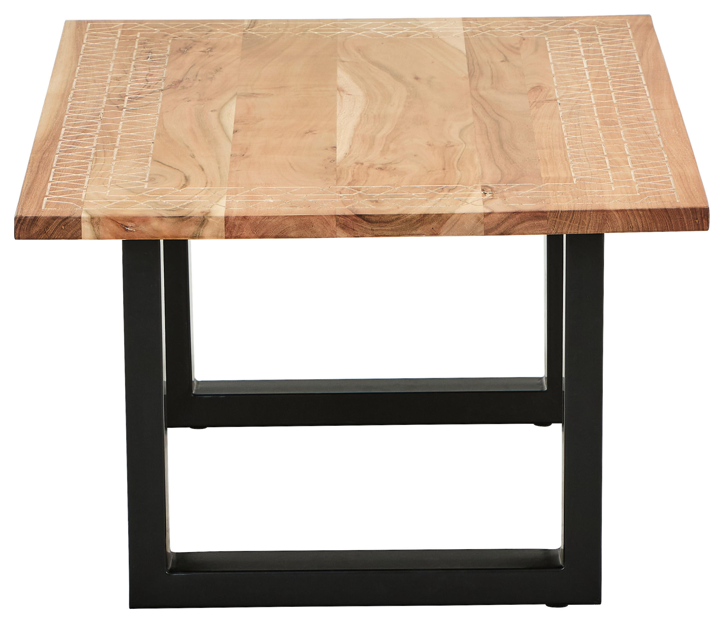 COUCHTISCH Akazie Hartholz rechteckig Schwarz, Akaziefarben  - Schwarz/Akaziefarben, Natur, Holz/Metall (110/70/45cm) - Livetastic