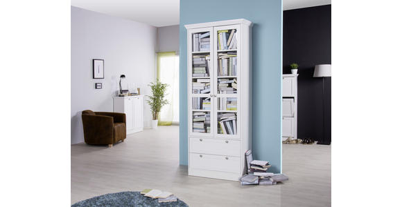 VITRINE in Weiß - Schwarz/Weiß, Basics, Holzwerkstoff/Metall (80/200/45cm) - Carryhome