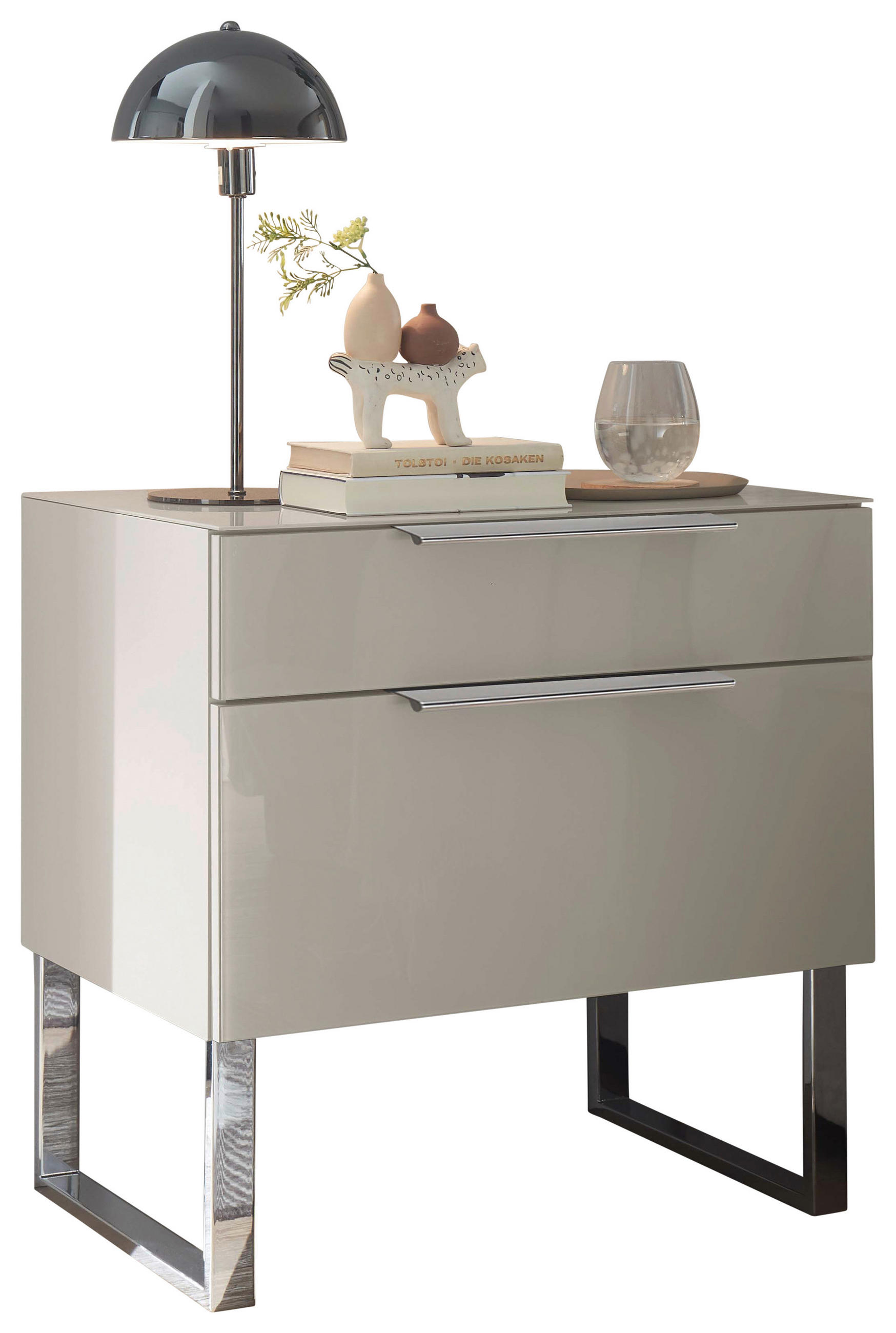 NACHTSCHRANK 60/59,7/43 cm  - Chromfarben/Champagner, Basics, Glas/Holzwerkstoff (60/59,7/43cm) - Dieter Knoll